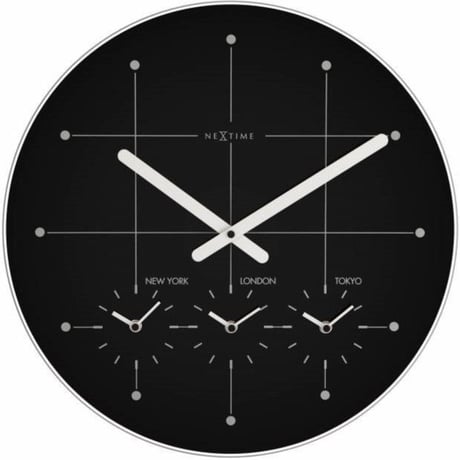 NEXTIME◆NEXT 214ZW◆「ビッグシティ」ワールドタイム 壁掛け時計◆ニューヨーク、ロンドン、東京