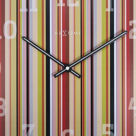 NEXTIME◆NEXT  3169◆"Smithy Dome"スミシードームスクエア掛け時計◆35 cm◆レトロ、ストライプ