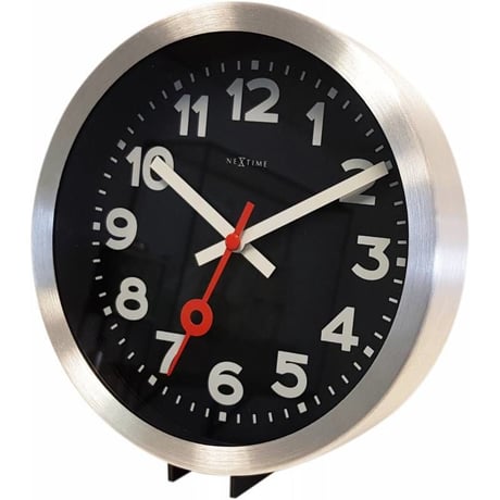 NEXTIME◆NEXT 3998ARZW◆"STATION"ステーション 壁掛け時計(黒)◆19 cm◆サイレントクォーツ