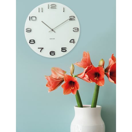 カールソン◆KARLSSON KA4402◆ガラス 掛け時計(白)◆Vintage Round Glass Clock