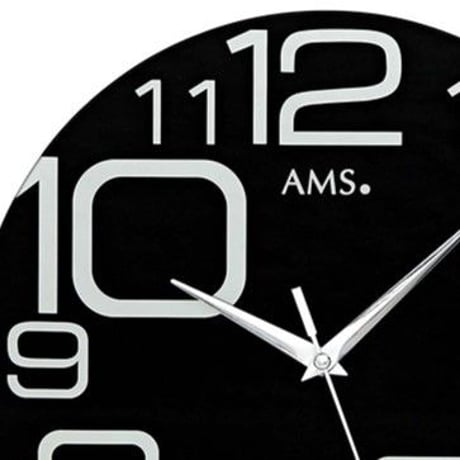 アームス ◆AMS 9461◆10時から5時 掛け時計 (黒)◆クォーツムーブメント