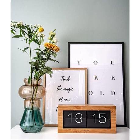 カールソン◆KARLSSON ‎KA5642WD◆フリップ時計 パタパタ時計(ウッド)◆Boxed Flip Clock