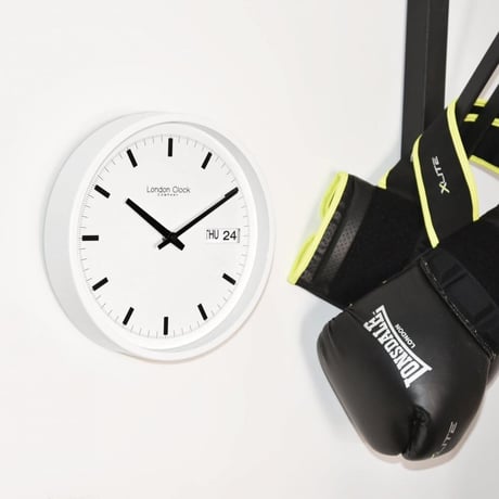 ロンドンクロック◆LONDON CLOCK 01119◆日付き壁掛け時計◆白◆クォーツムーブメント