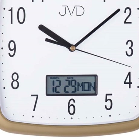 JVD◆DH615.3◆デジタル日付表示、壁掛け時計◆ゴールド◆チェコ共和国、東欧時計
