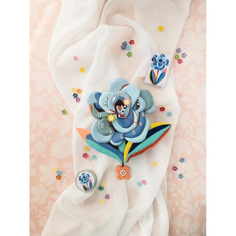 アレン デザイン スタジオ◆6016647◆フラワーブルーム 花びらが重ねられた振り子壁掛け時計◆ALLEN DESIGN  STUDIO
