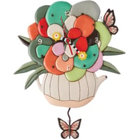 アレン デザイン スタジオ◆6016646◆花と蝶のティーポット 振り子壁掛け時計◆ALLEN DESIGN  STUDIO