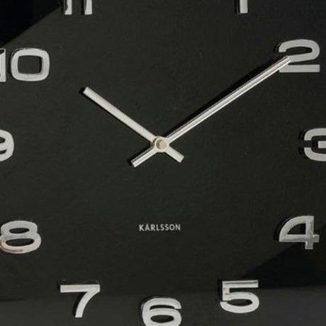 カールソン◆KARLSSON  KA4398◆ガラス 掛け時計(黒)◆Vintage Square Glass Clock
