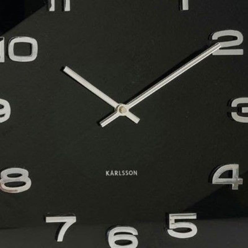 カールソン◇KARLSSON KA4398◇ガラス 掛け時計(黒)◇Vintage Squa