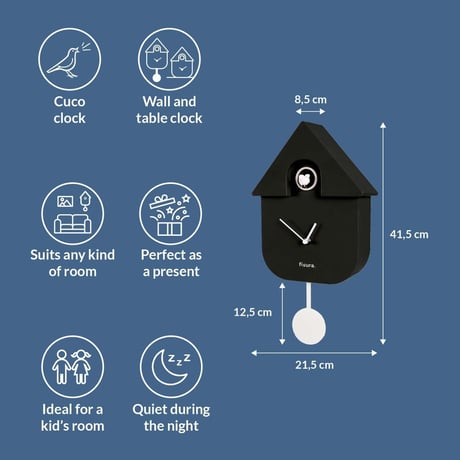 レッドキャンディ◆FISURA FI-CL1320◆カッコウ時計・鳩時計・壁掛け時計◆黒◆Cuckoo House Clock