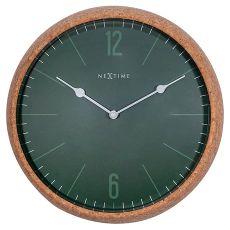 NEXTIME◆NEXT  3509GN◆コルク 壁掛け時計◆ ø 30 cm x 8,4 cm◆Cork＆Green