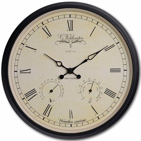 NEXTIME◆NEXT 2969◆ウェリントンウェザーステーション壁掛け時計◆25 cm◆温度計と湿度計