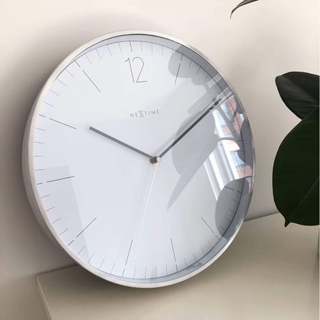 NEXTIME◆NEXT  3254WI◆エッセンシャルシルバー 掛け時計◆Ø34cm◆ESSENTIAL SILVER