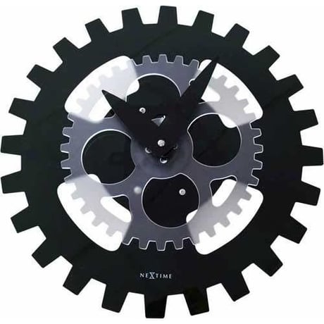 NEXTIME◆NEXT NE-3241ZW◆ムービングギア 壁掛け時(黒)◆MOVING GEARS