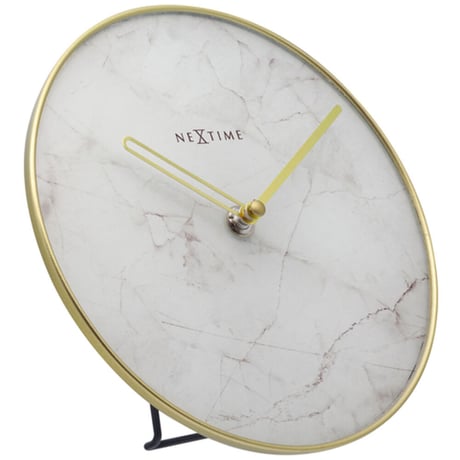 NEXTIME◆NEXT 5222WI◆テーブルマーブル置き時計◆21 x 23cm◆白い大理石