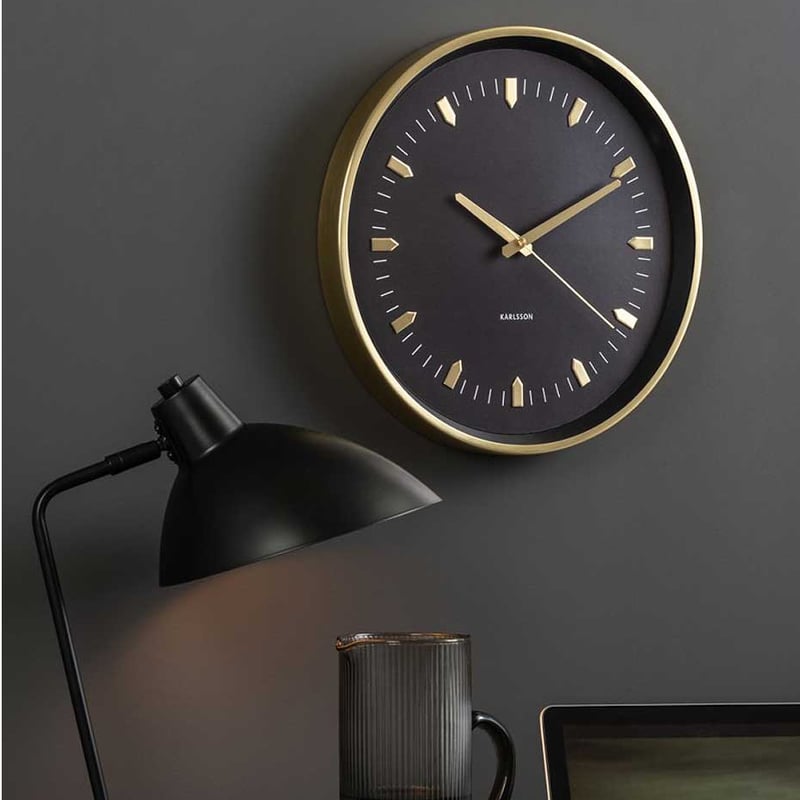 カールソン◇KARLSSON A5912GD◇モダン掛け時計(黒×ゴールド)◇35cm