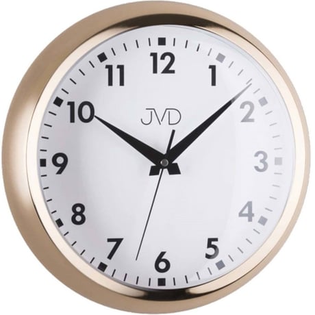 JVD◆HT077.2◆レトロデザインクロック、壁掛け時計◆ゴールド◆チェコ共和国、東欧時計