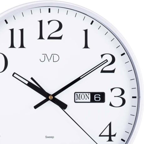 JVD◆HP671.1◆曜日と日付表示、サイレント壁掛け時計◆直径35cm◆チェコ共和国、東欧時計