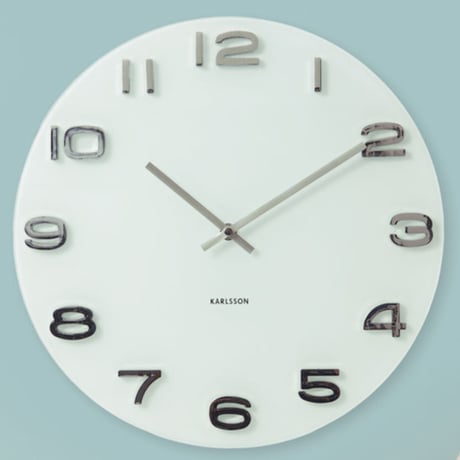 カールソン◆KARLSSON KA4402◆ガラス 掛け時計(白)◆Vintage Round Glass Clock