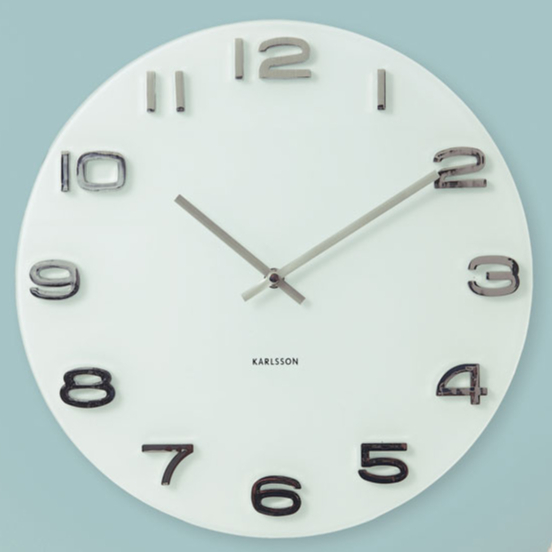 カールソン◇KARLSSON KA4402◇ガラス 掛け時計(白)◇Vintage Round