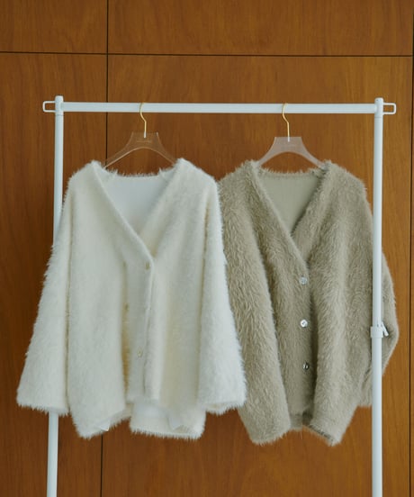 mohair touch double button cardigan