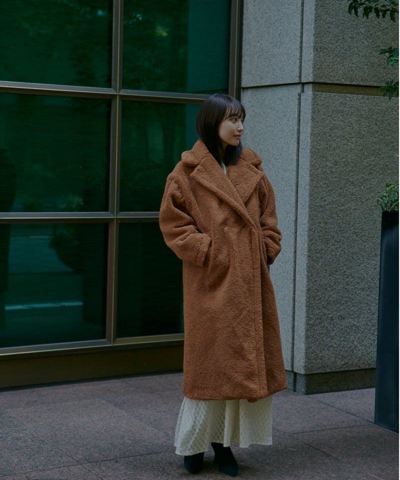 Teddy long boa coat 【ブラウン】 | Le.ema