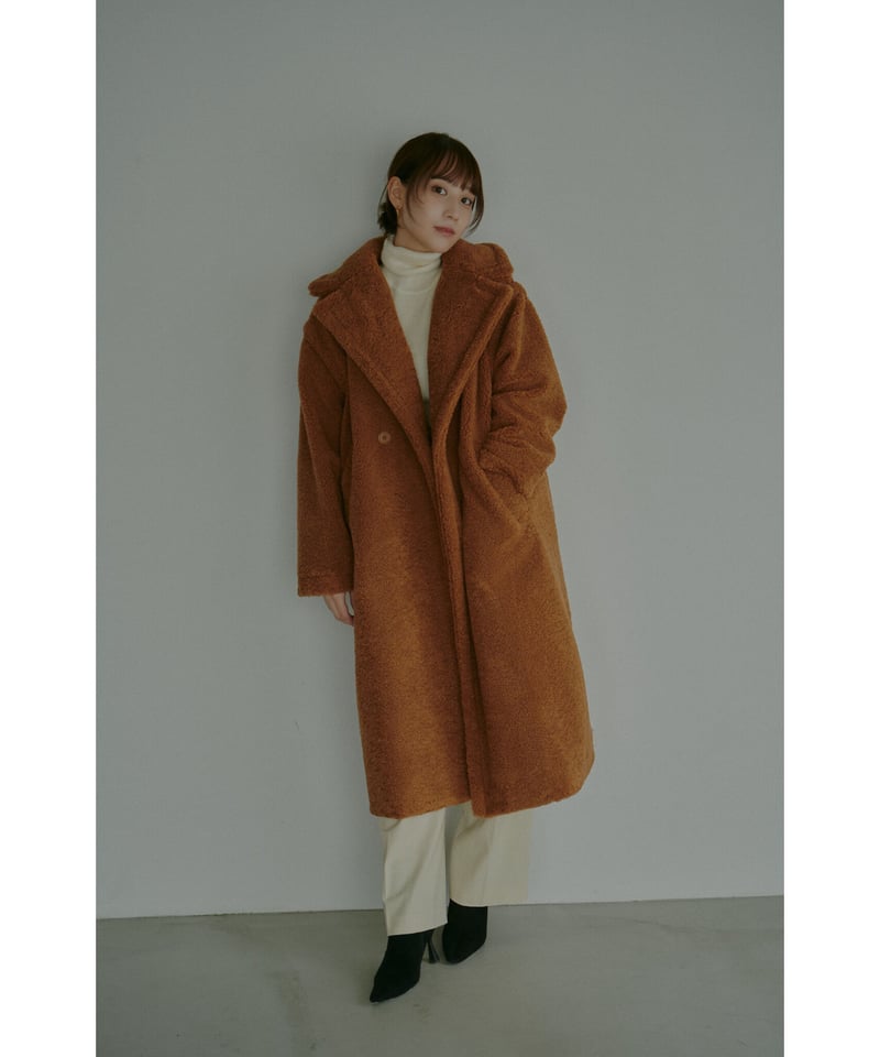 Teddy long boa coat 【ブラウン】 | Le.ema