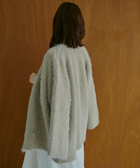 mohair touch double button cardigan