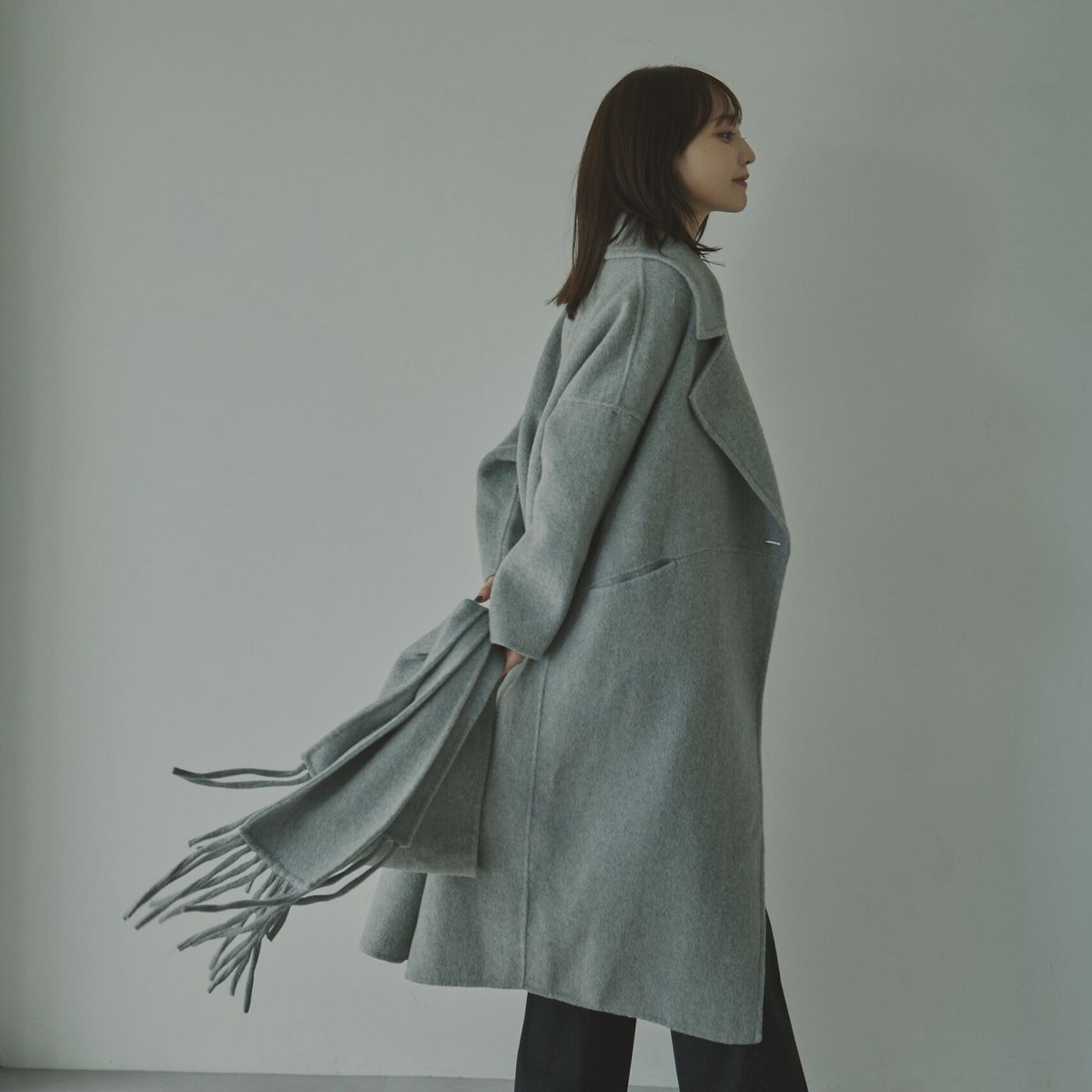 muffler set wool long coat 【再販売】 | Le.ema