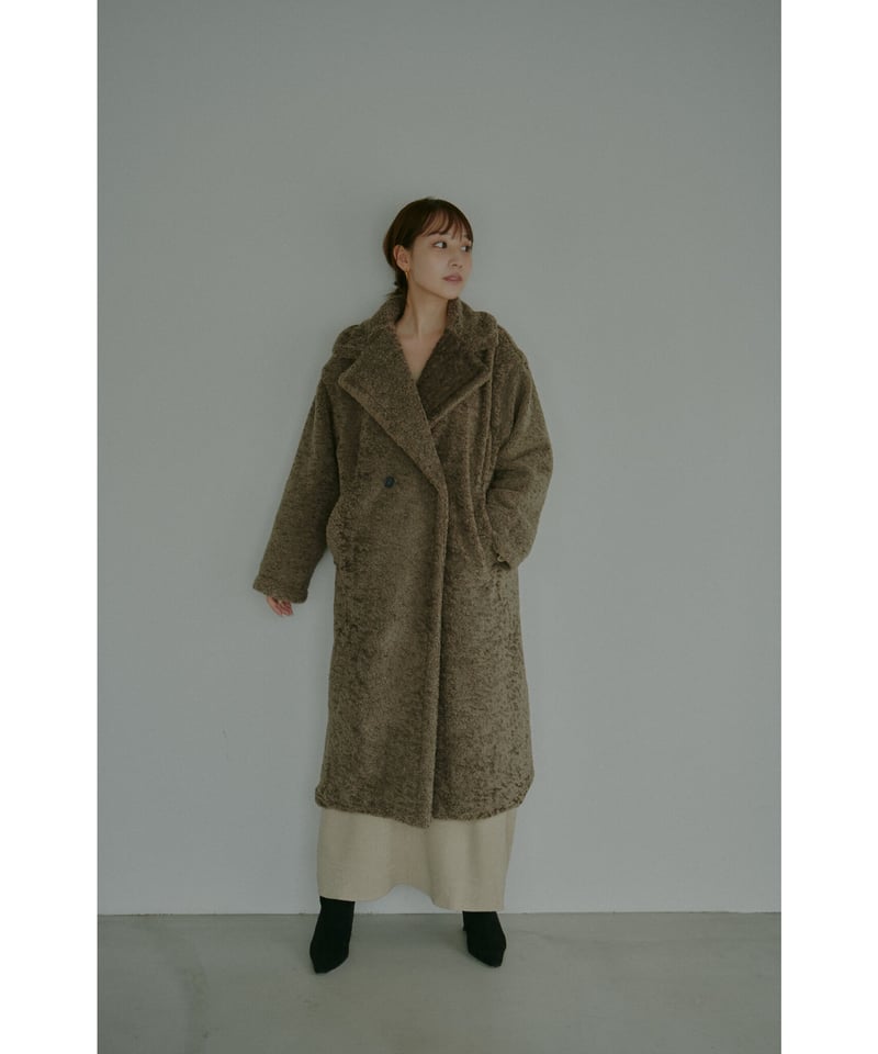 Teddy long boa coat【グレージュ】 | Le.ema