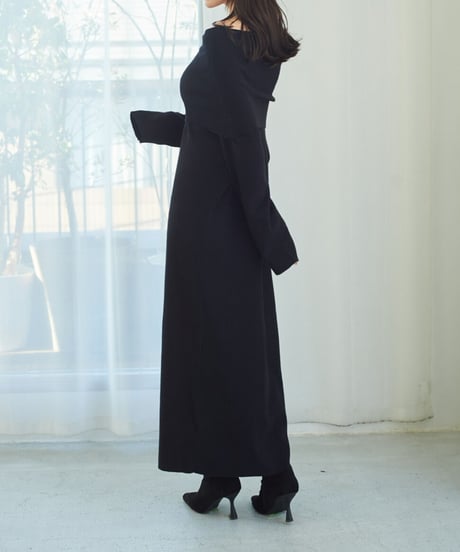 off shoulder wool dress