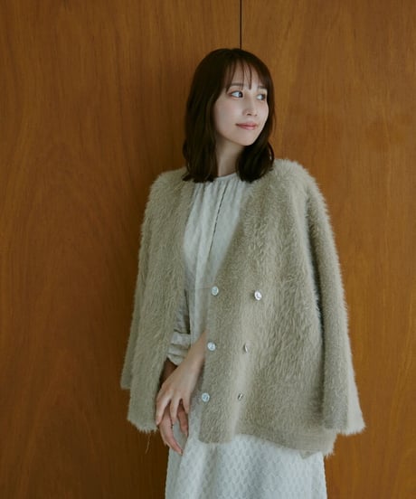 mohair touch double button cardigan