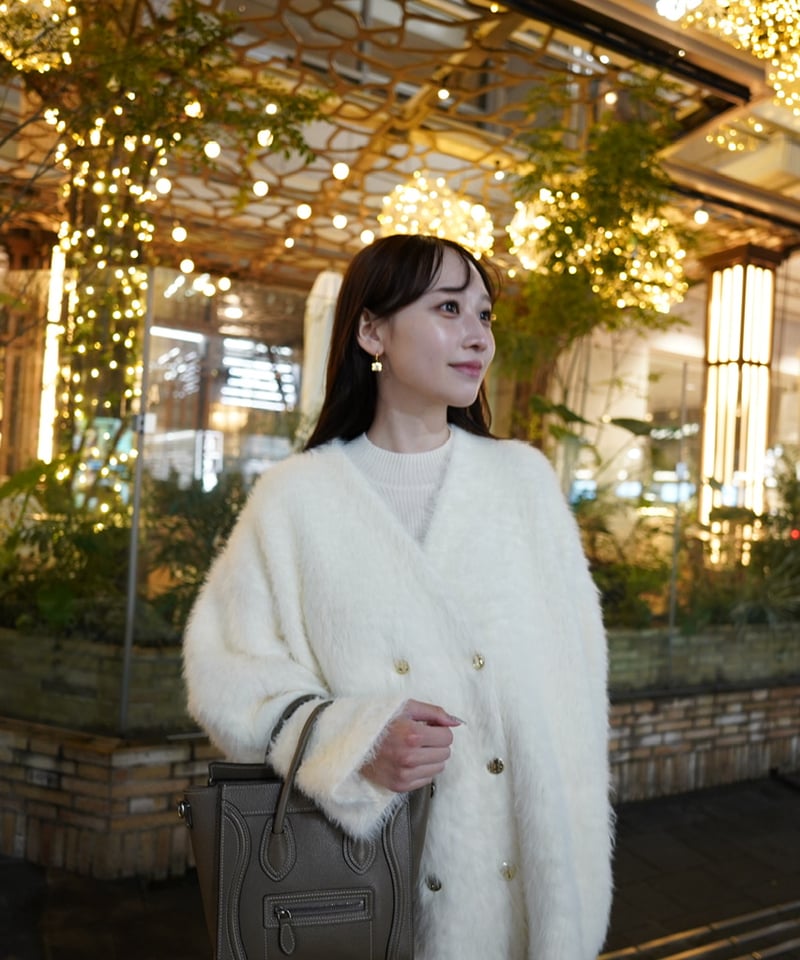 ルエマ】mohair touch double button cardigan