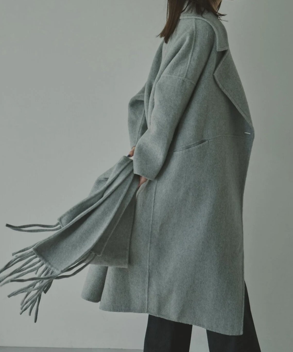 muffler set wool long coat | Le.ema