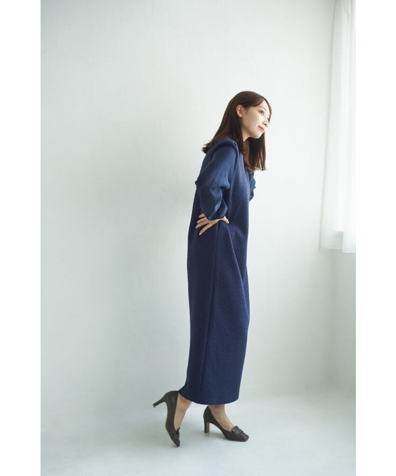quilting switching dress navy 【Le.ema-002aw】 |