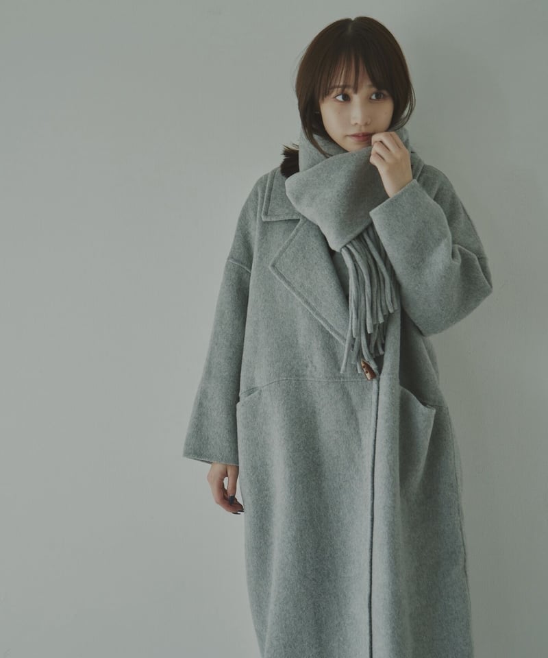 muffler set wool long coat 【再販売】 | Le.ema