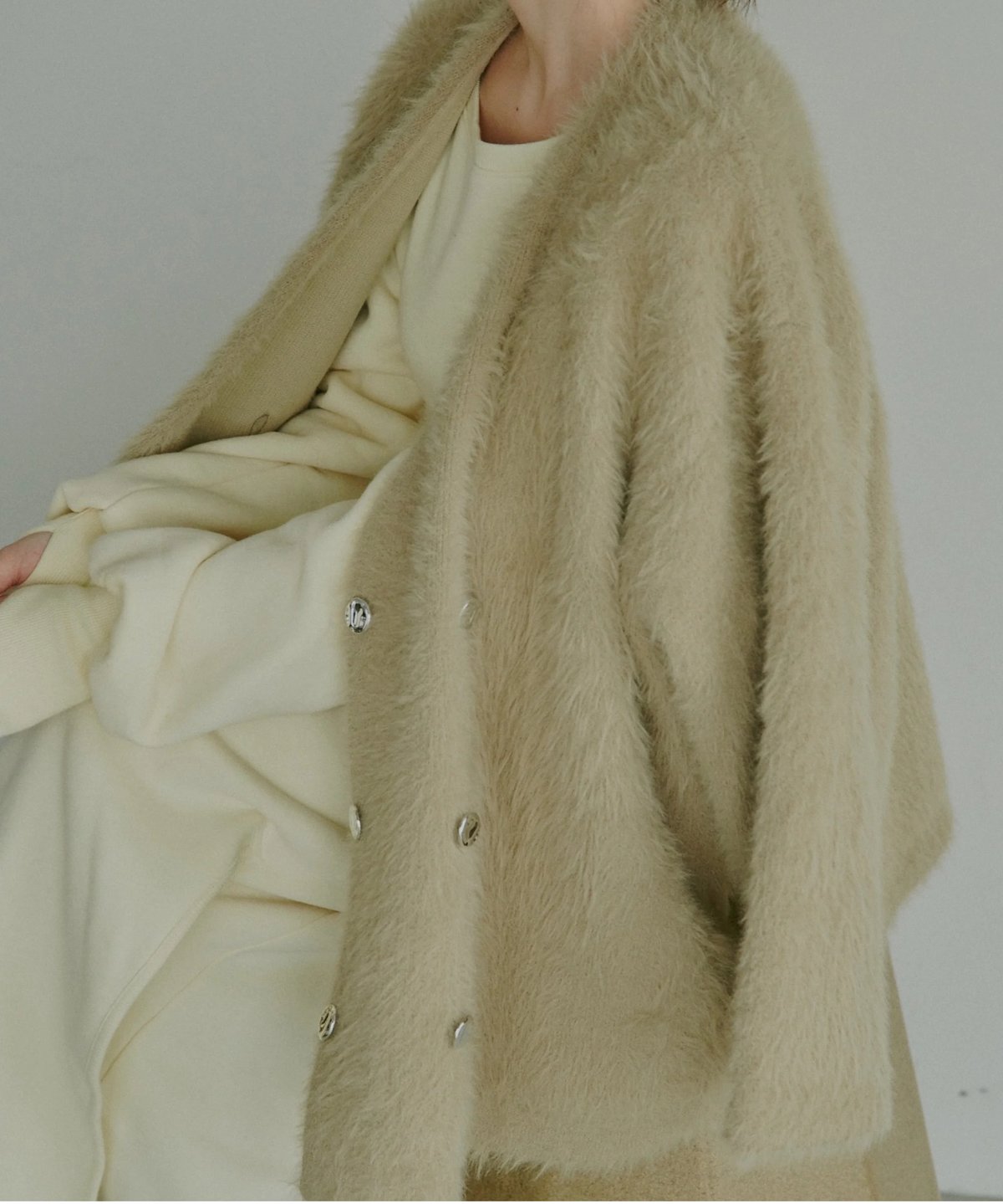 ラストオーダー】mohair touch double button cardiga | L ラストオーダー】mohair touch double button cardiga | L