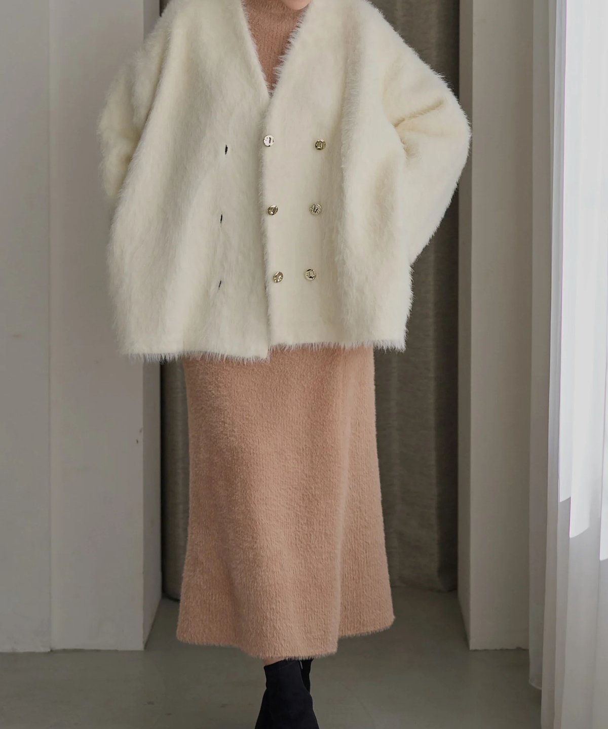 ラストオーダー】mohair touch double button cardiga | L ラストオーダー】mohair touch double button cardiga | L