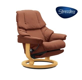 【展示品】エコーネス「 レノ Mサイズ」本革パーソナルチェア 約45万 Stressless/ストレスレス レノ パワーレッグ＆バック コッパー/オーク