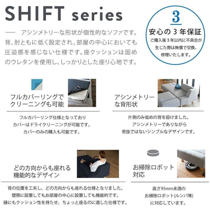 先着順！配布中 77N 【展示品】SIEVE シーヴ/shift シフトソファ右背