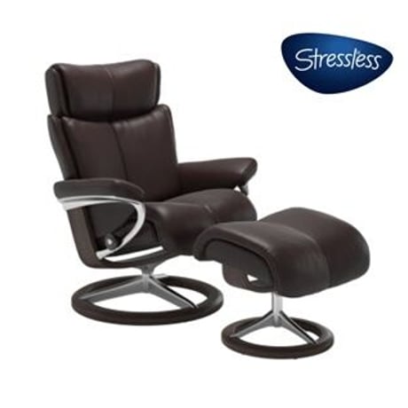 Stressless / ストレスレス ® マジック シグニチャー (M) アマローネ/ウェンゲ 皮革タイプ/ノブレス