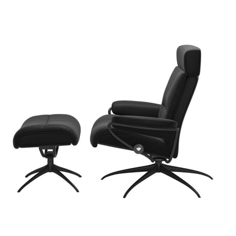 Stressless/ストレスレス トーキョー スター ヘッドレスト付ローバック (M) ブラック/マットブラック 皮革タイプ/パロマ