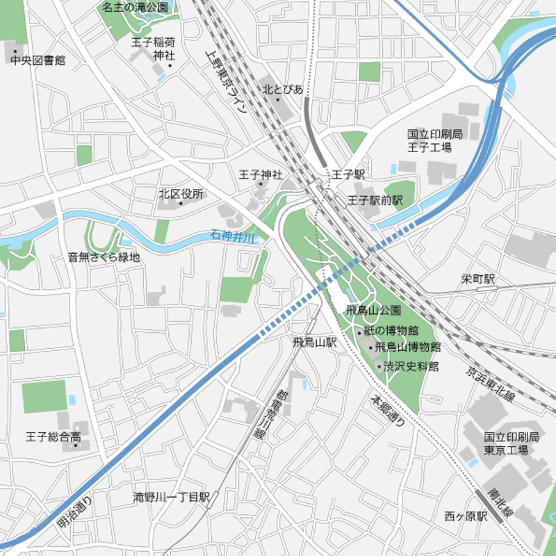 東京 王子・飛鳥山 マップ PDFデータ | 地図素材をダウンロードにて