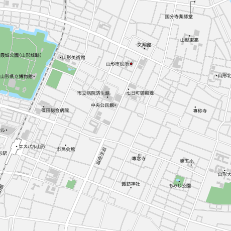 山形 山形駅周辺 ベクター地図データ(eps) 日本語