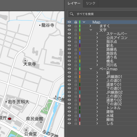 岩手 盛岡 ベクター地図データ(eps) 日本語