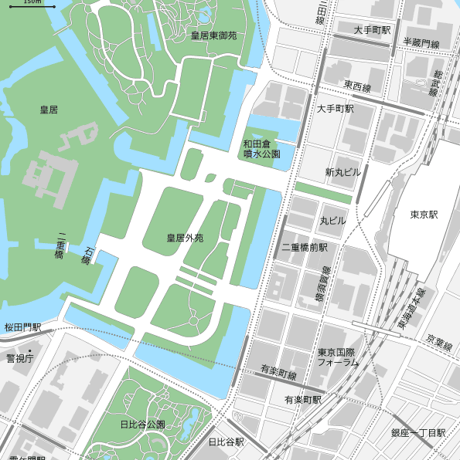 東京 丸の内・皇居 ベクター地図データ(eps) 日本語