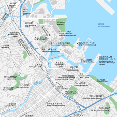 神奈川 横浜 ベクター地図データ(eps) 日本語/英語 並記版