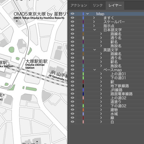 東京 大塚 ベクター地図データ(eps) 日本語/英語 並記版