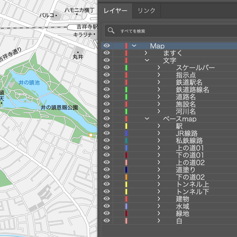 東京 三鷹・吉祥寺 ベクター地図データ(eps) 日本語 | 地図素材を