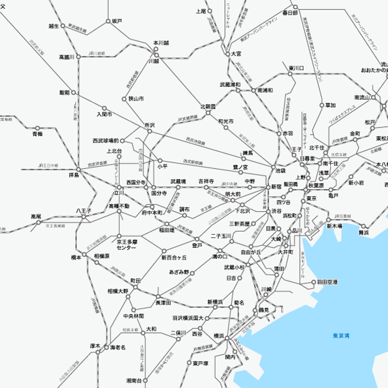 鉄道路線図 東京・横浜・千葉路線図