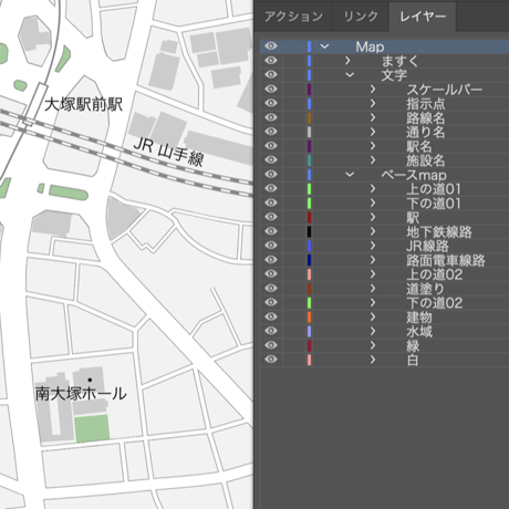 東京 大塚 ベクター地図データ(eps) 日本語